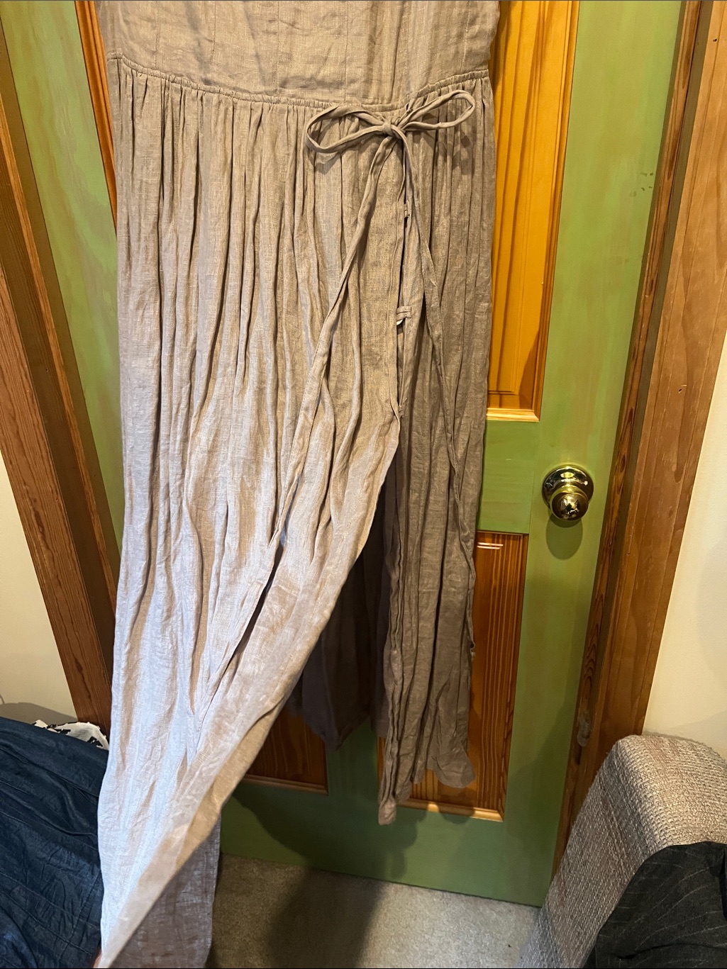 Linennaive Sleeveless Maxi Dress With High Slit In Natural Linen — image 3 of 4
